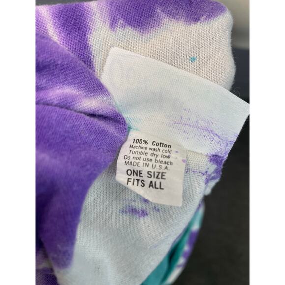 Vintage 1980s Tie Dye Jersey Knit Shorts Romper Free Size Purple Teal One Piece - Picture 10 of 10